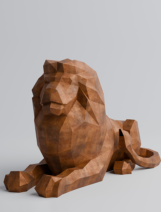 Statue Lion En Corten